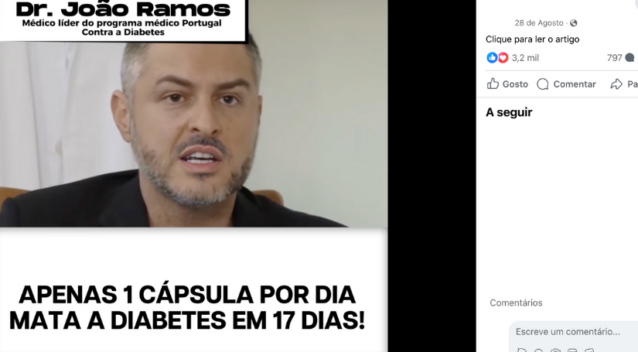 Médico português descobriu a cura para a diabetes? Não, é falso